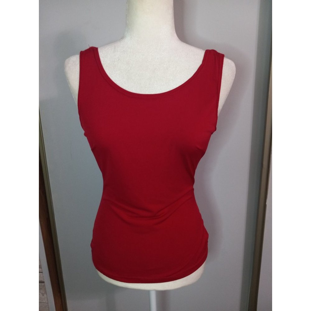 Lipstick Medium Red Bodycon Open Back Clubbing Statement Stretch Top